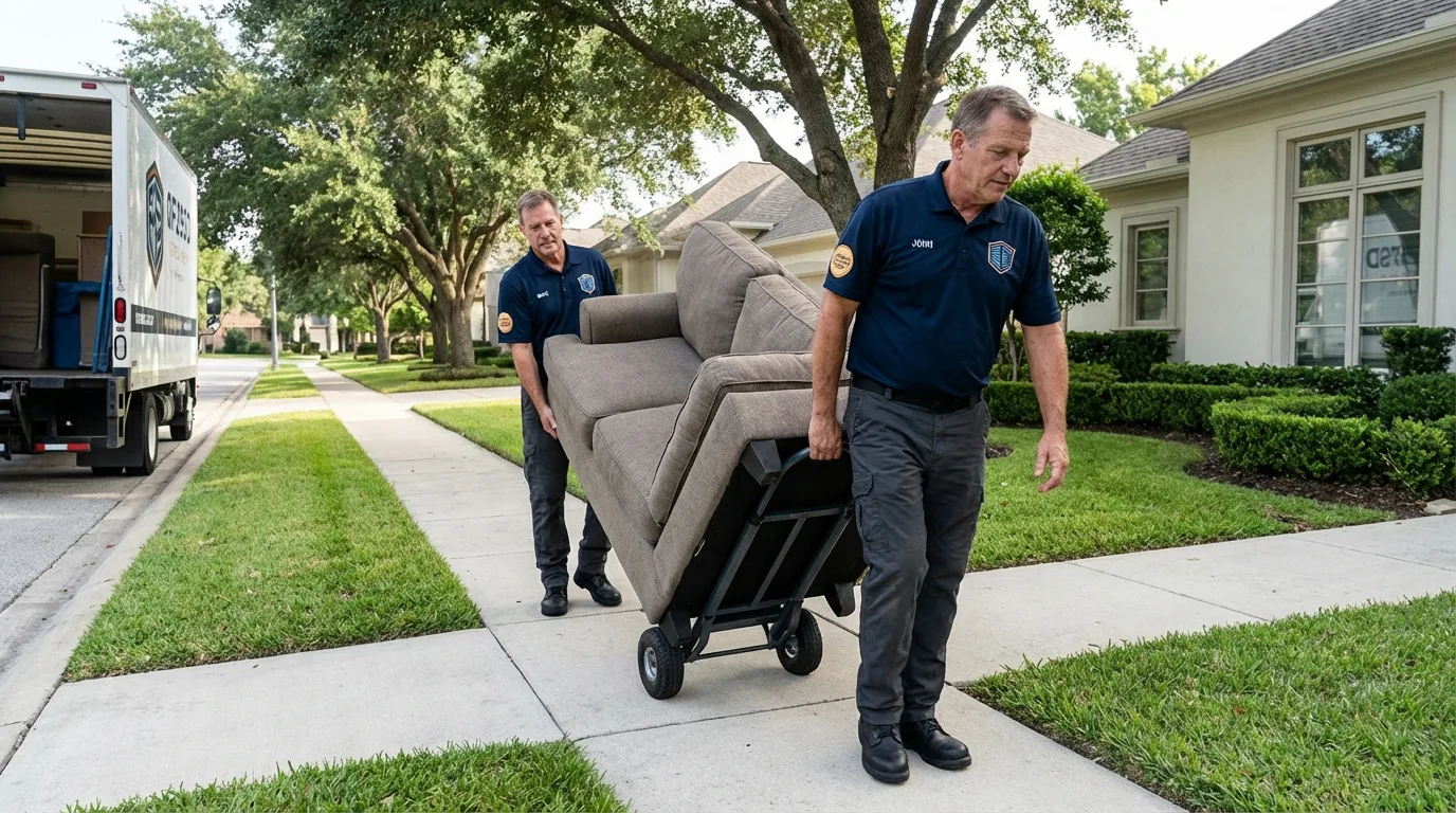 Local residential moving crew loading furniture in Englishtown, NJ